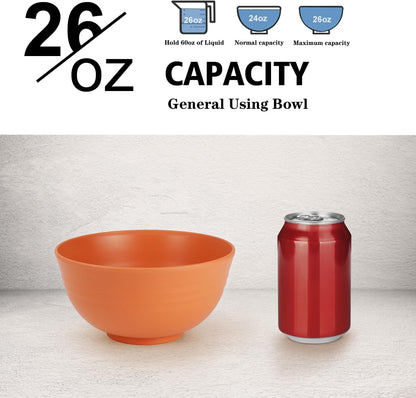 Wheat Straw Bowl Sets,8 PCS Unbreakable Cereal Bowl 26 OZ,Microwave and Dishwasher Safe Bowls,Bowl Sets for Camping and Picnic BPA Free Colorful Salad Bowls for Serving Soup,Oatmeal and Fruit Etc…
