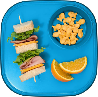 Madesmart Dipware Reusable Dining Plate/Serving Tray for Appetizers and Snacks, Food-Safe Appetizer Serving Platter with Removable Dip Bowl, Midnight
