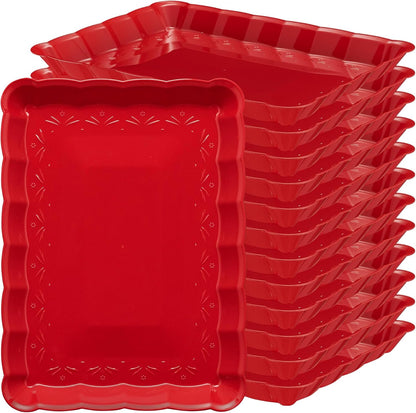 Plasticpro Plastic Serving Trays - Serving Platters Rectangle 9X13 Disposable Party Dish 4 Black Trays