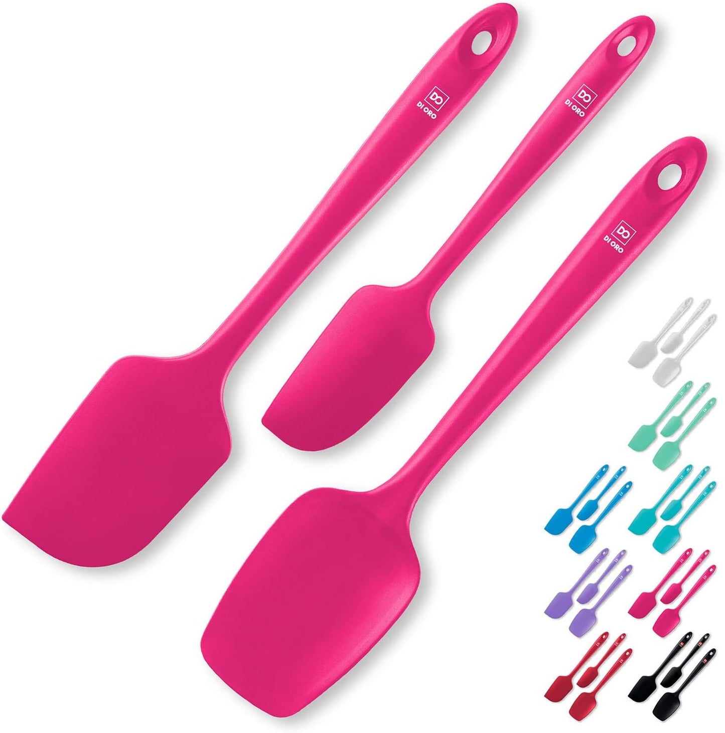 DI ORO Silicone Spatula Set - Rubber Kitchen Spatulas for Baking, Cooking, & Mixing - 600°F Heat-Resistant & BPA Free Silicone Scraper Spatulas for Nonstick Cookware - Dishwasher Safe (3pc, Black)