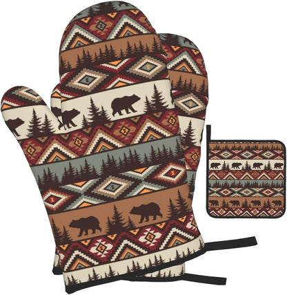 Boho Floral Oven Mitts and Pot Holders Sets of 3, Cute Baker Stuff