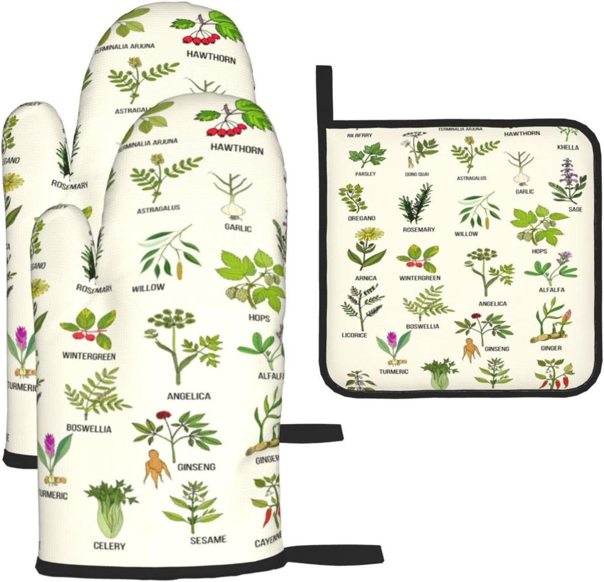 Boho Floral Oven Mitts and Pot Holders Sets of 3, Cute Baker Stuff