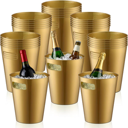 meekoo 32 Pack White Ice Buckets for Parties, 3l Plastic Beverage Bucket with Handle, Large Drink Tub Cooler for Champagne, Wine, Beer, and Soda, Beverage Tubs for Wedding, Bar, Table Display