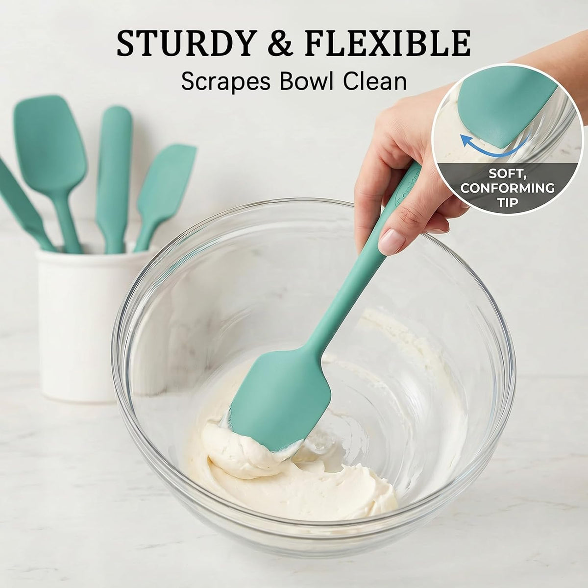 Coukre Silicone Spatula Set, Heat Resistant to 500°F, BPA-Free