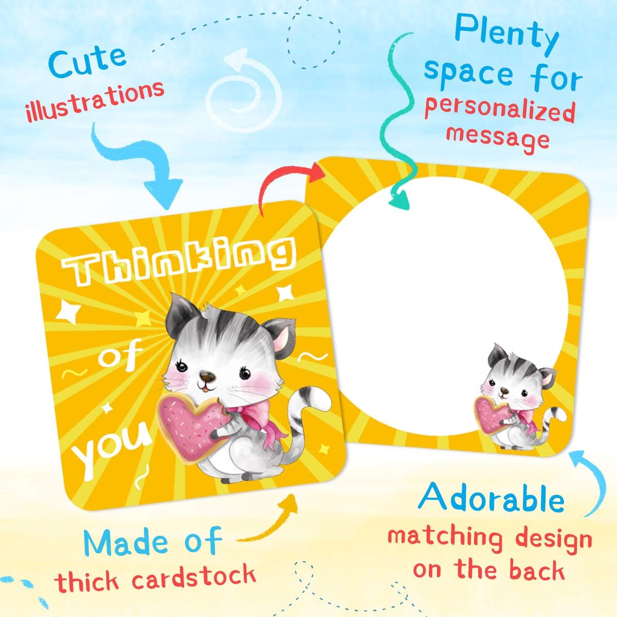 Fancy Land 60 Lunch Box Notes for Kids Cute Motivational and Inspirational Thinking of You Cards for Boy’s and Girl’s Lunchbox