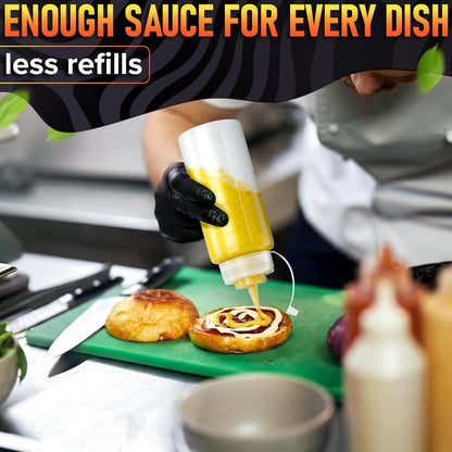 BURIUS Inverted Condiment Squeeze Bottles 16 oz for Sauces, Honey