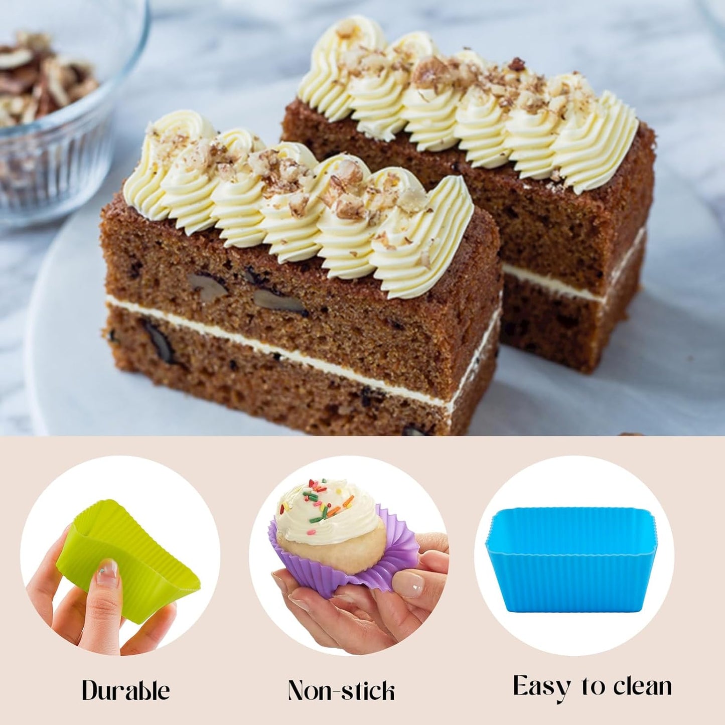 12 Pack Reusable Baking Silicone Molds, Round Cupcake Liners, Silicone Baking Cups Multicolor, Easy Clean, Heat Resistant, Muffin Cups for Homemade Birthday