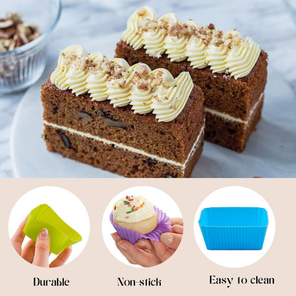 12 Pack Reusable Baking Silicone Molds, Round Cupcake Liners, Silicone Baking Cups Multicolor, Easy Clean, Heat Resistant, Muffin Cups for Homemade Birthday