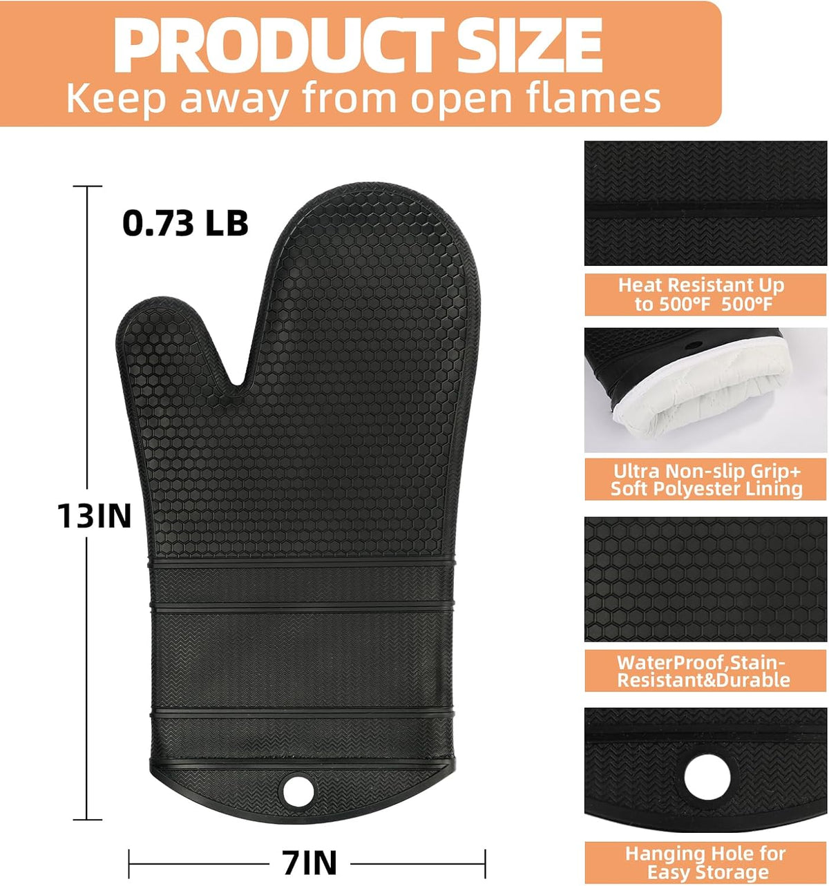 Yutat Silicone Oven Mitts - Oven Mitts and Pot Holders Sets Made of Non-Slip & BPA-Free Silicone, High Heat Resistant 500 Degrees, Perfect for Kitchen Cooking Baking BBQ, Peak Green
