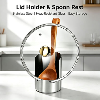 2 Pcs Multi-Functional Kitchen Utensil Holder, Pot Lid & Spoon Rack