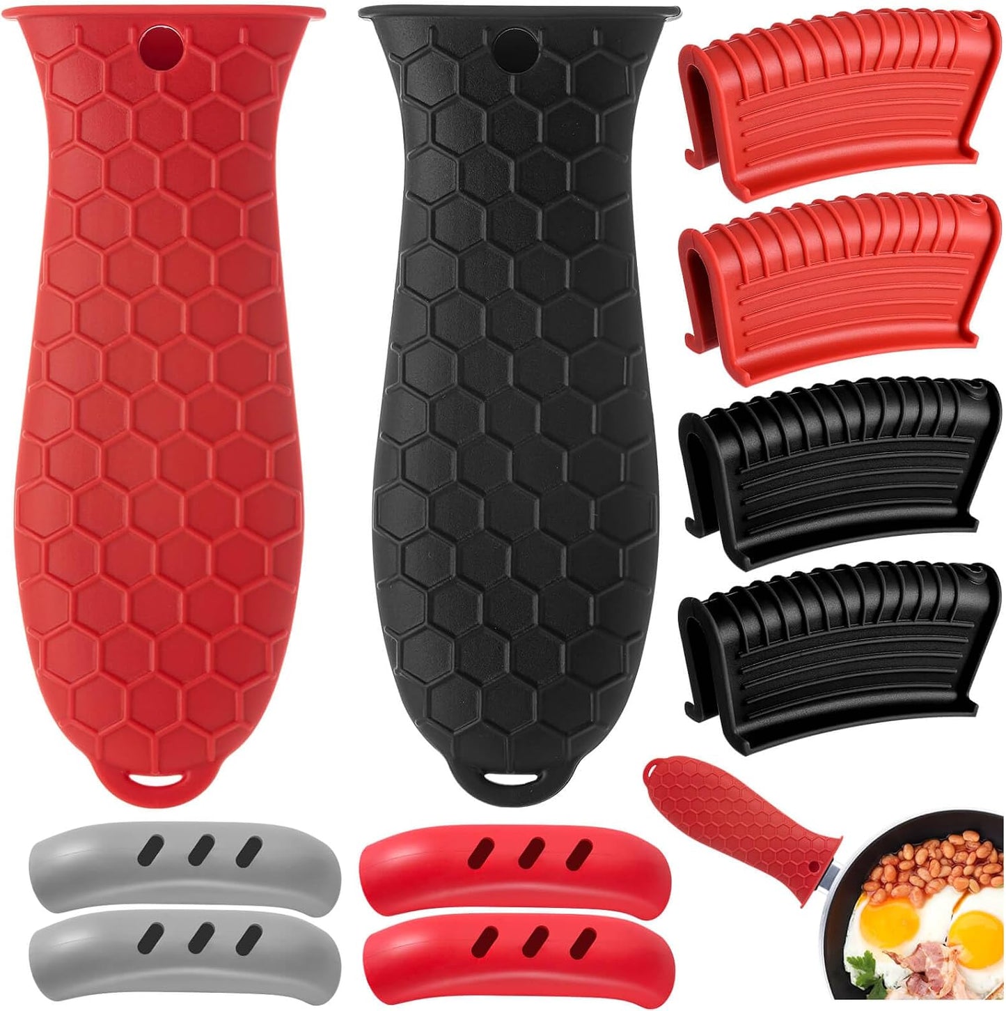 10Pcs Cast Iron Handle Cover, Silicone Pot Holders