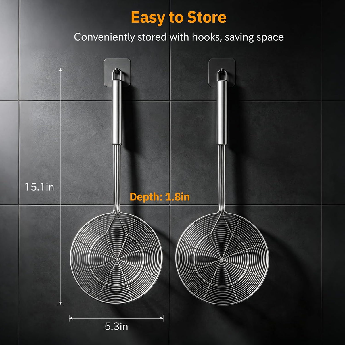 NileHome Stainless Steel Spider Strainer Skimmer，2-pack