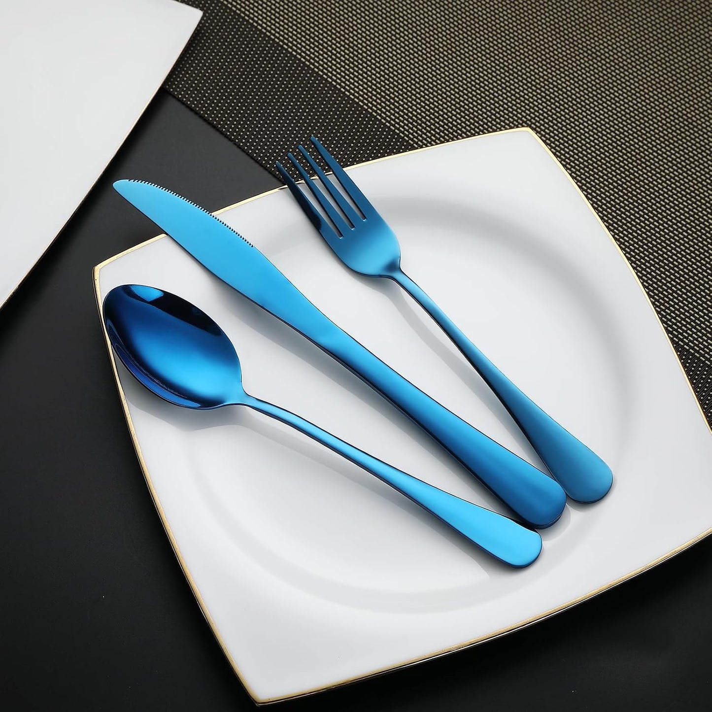 DEVICO Camping Utensils, Full-Size Reusable Silverware for Lunch Adult, Stainless Steel Travel Cutlery Set with Case, Portable Fork Spoon Knife Set for Work, Flatware with Chopsticks (Rainbow)