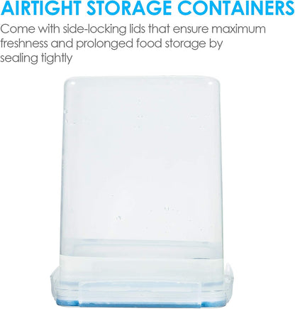Vtopmart 4 PCS Large Food Storage Containers 5.2L / 175oz, 4 Pieces BPA Free Plastic Airtight Canisters for Flour, Sugar, Baking Supplies, Rice with Lids, 4 Measuring Cups and 24 Labels, Black