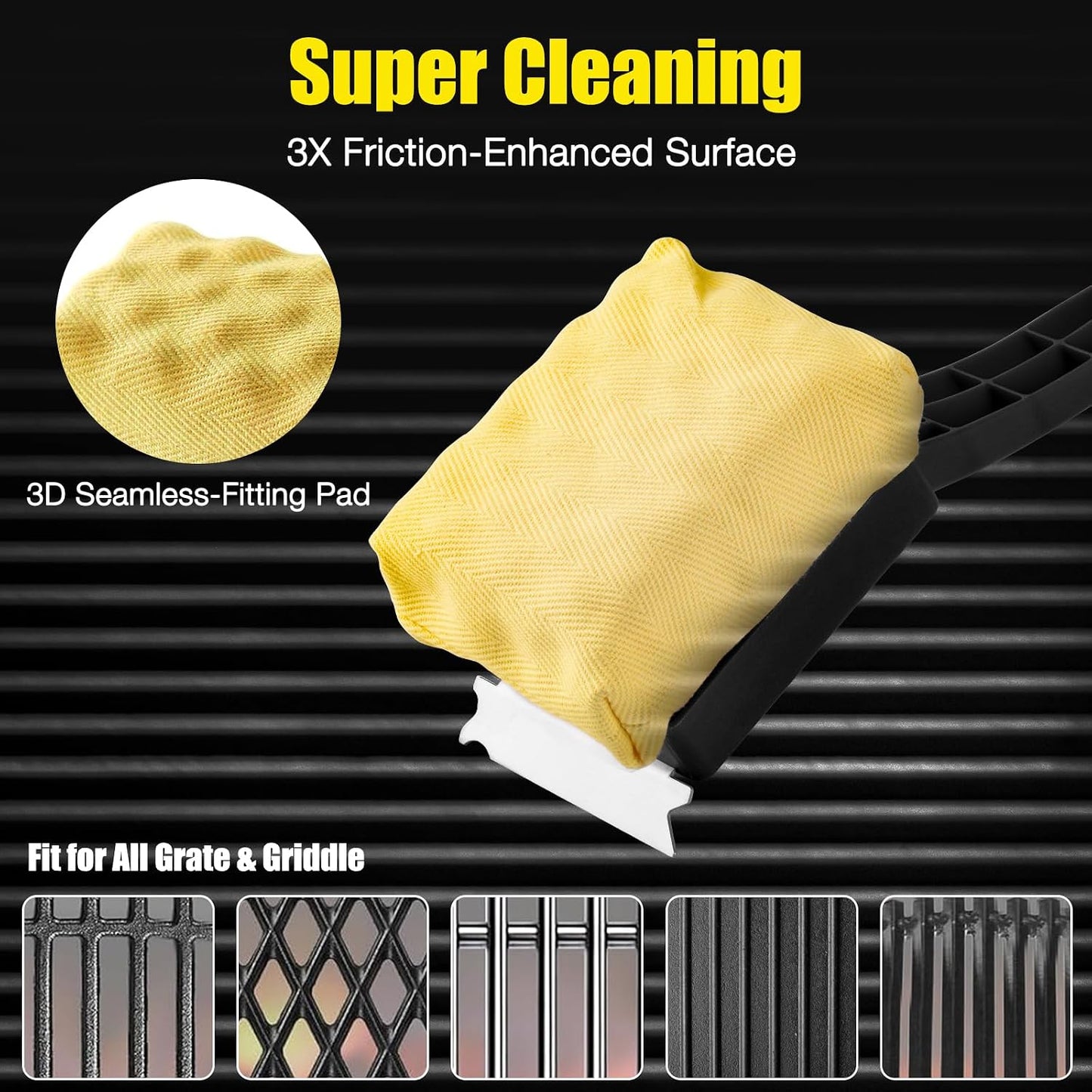 Grill Brush Bristle-Free – Steam Cleaning – Includes 2 Extra Brush Head – Heavy-Duty Barbecue Scraper