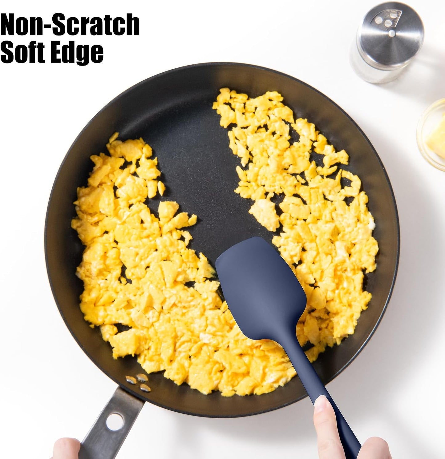 2-Piece Silicone Scraper & Spoon Spatulas: Doosu 600°F Heat Resistant Food Grade BPA Free Rubber Baking Flat Spatula Kitchen Cooking Spoonula for Mixing Scraping Folding Stirring Serving (Aqua Sky)