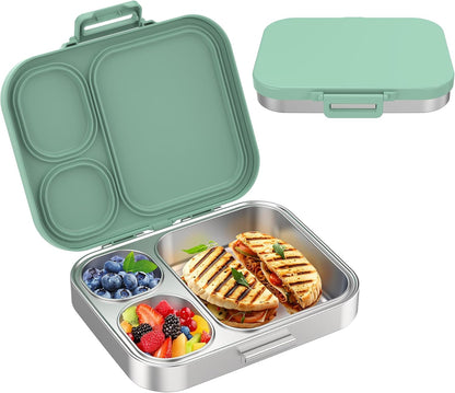Pawtong Stainless Steel Bento Lunch Box for Kids | 3-Compartment Lunch Box Container Kids | 100% Leakproof, Eco-Friendly, Perfect Portion Control for Kids&Adult Healthy Meals (Purple)