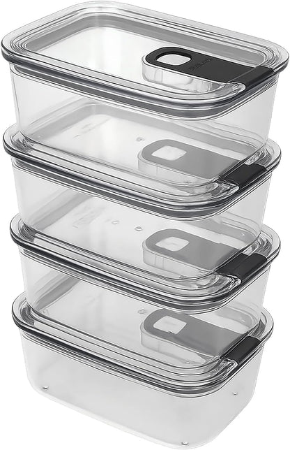 carrotez Clear Food Storage Containers with Easy-Open Lids, 2.7 Cup Ecozen Plastic Small Meal Prep Containers, Airtight, BPA-Free, Stackable, Reusable, Set of 4