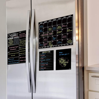 JJPRO Magnetic Dry Erase Menu and Chore Chart Blackboard for Fridge-Weekly Meal Planner Chalkboard,Behavior Chart Chalkboard for Multiple Kids with Notepad Blackboard