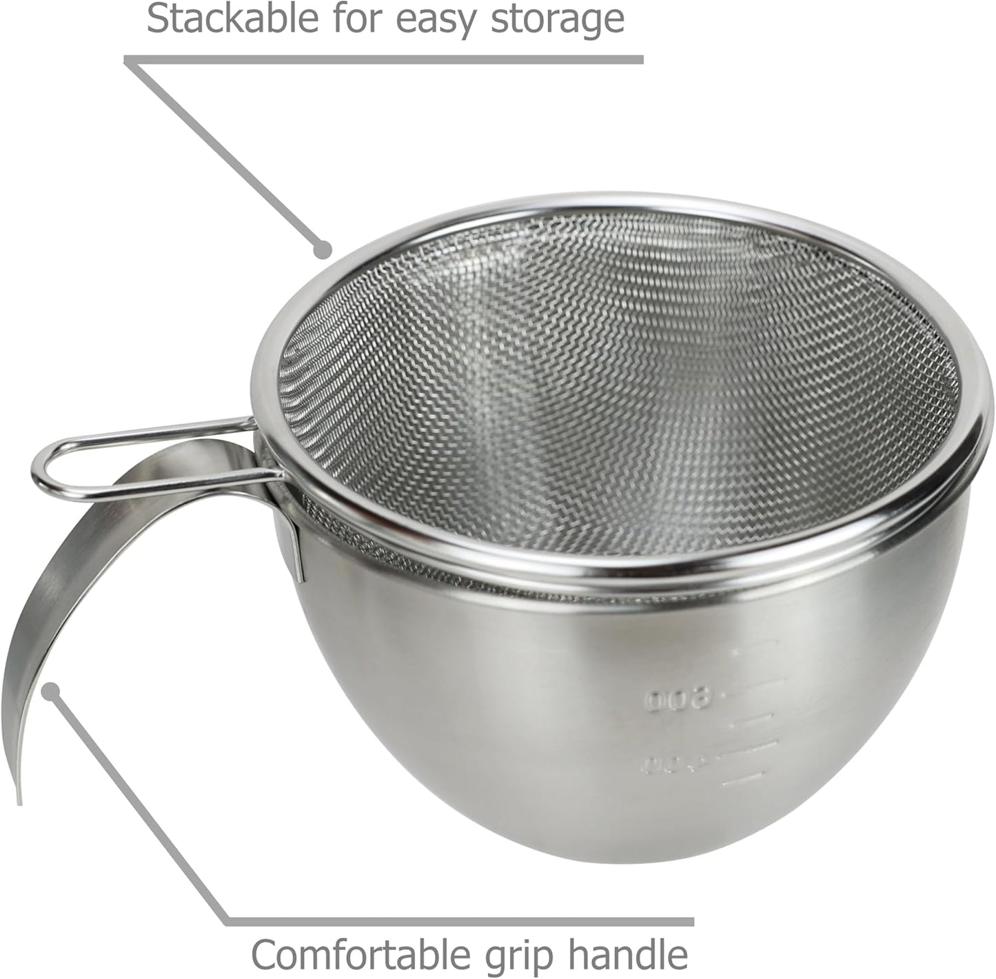 EIKS Stainless Steel Mixing Bowls with Strainers for Mixing Batter Egg Cream & Washing Draining Fruit Rice Beans Grains, Capacity of Bowl is 1000ml/1-Quart