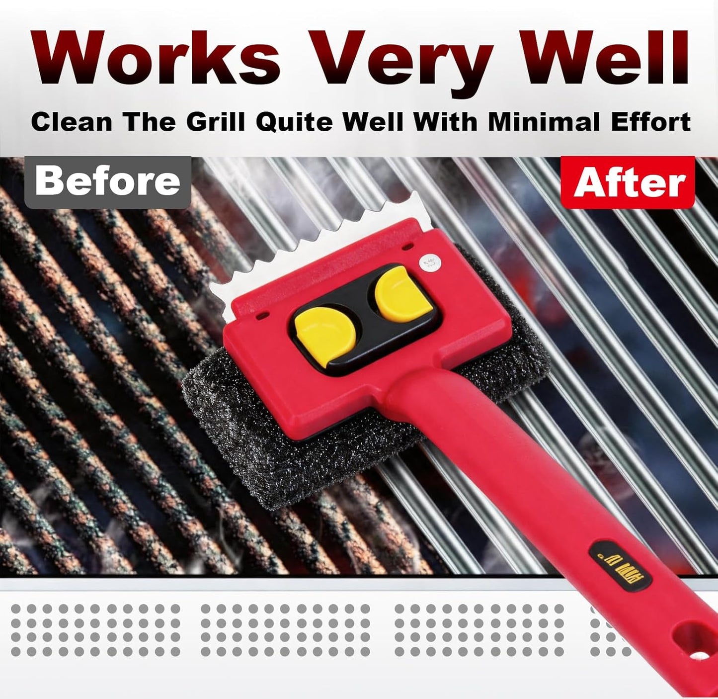 Grill Brush Bristle Free with Scraper,Grill Cleaner Brush with 2 Replacement Heads and Heat Resistant Gloves,Safe Grill Brush for Outdoor Grill,BBQ Grill Brush for Any Grill