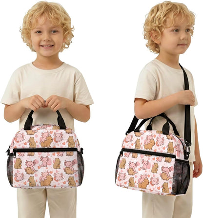 Highland Cow Backpack with Lunch Box Set for Kids Sunflower School Backpack for Girls Boys Back to School Bag Student Travel Backpacks Reusable Utensils Pen Case Water Bottle Bag 5PCS