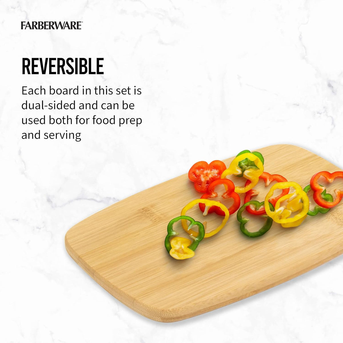Farberware Bamboo Cutting Board Set, 4-Piece, Reversible