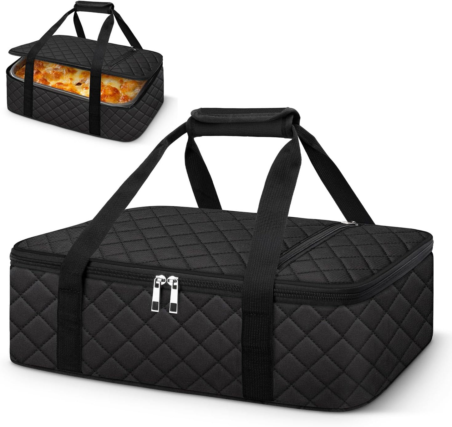 Coobiiya Insulated Casserole Carrier,Lasagna Lugger Tote Keeps Food Hot or Cold,Thermal Lunch Bag Warmer & Cooler Carrier Bag,Portable Tote Bag Fits 9" x 13" Baking Dish for Picnic and Cookout