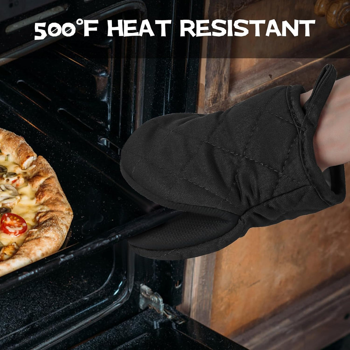Goldmeet Mini Oven Mitts 2-Pack, 7"x5.5", 500°F Silicone Grip, Gray
