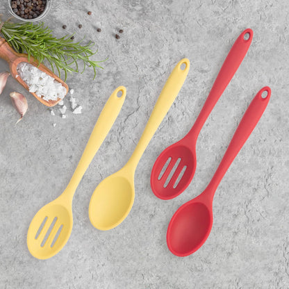 Premium 4-Piece Silicone Cooking Spoon Set - Heat-Resistant, Dishwasher Safe Kitchen Utensils for Baking & Stirring