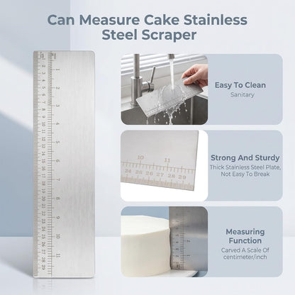 11.81 Inches Stainless Steel Cake Scraper, Leveler & Smoother for Buttercream