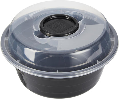 GoodCook Meal Prep Containers Set Microwave & Dishwasher-Safe Round Food Organizers with Labeled Compartments BPA-Free Food Storage Set with Snap Shut Lids Portion Control, 10-Pieces, Red