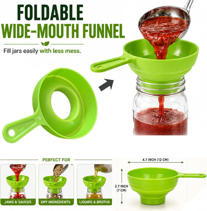 Supa Ant Canning Supplies Starter Kit (Food Grade) - Canning Kits Set for Beginners - 3 Pcs. Including Wide Mouth Jar Funnel, Magnetic Lid Lifter, Stainless Steel Jar Lifter (Assembled in USA) Green