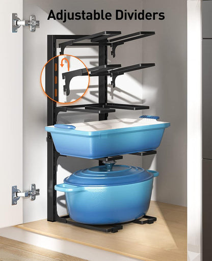 ORDORA Pots and Pans Organizer Under Cabinet 16.6", 8-Tier Adjustable Rack