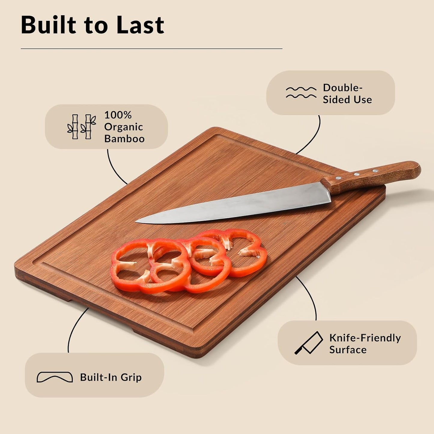 Bamboo Cutting Board Set of 3, Wood Cutting Boards for Kitchen with Juice Grooves, Durable Chopping Board for Meat, Vegetables & Meal Prep