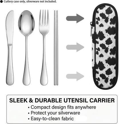 Travel Cutlery Set with Case for Kids Portable Utensil Case Reusable Silverware Pouch for School Travel Lunch Capybara Flower