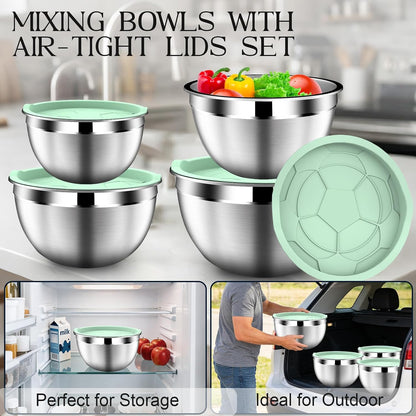 DUTZUN Mixing Bowls with Lids Set - 16pcs Stainless Steel Mixing Bowl Set with Colander, 3 Grater Attachments, Non-Slip Bottom, Metal Nesting Bowls with Strainer for Mixing & Serving - Black