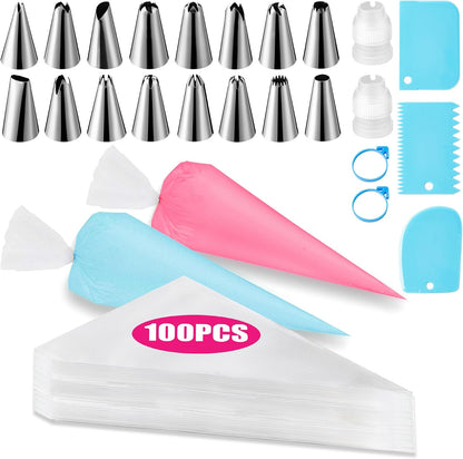 Piping Bags and Tips Set, 100 PCS 12in Pastry Bags, Piping Bags Disposable