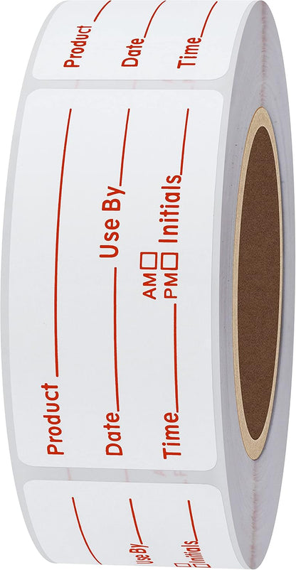 Hybsk 500pcs Freezer Labels for Food Storage Removable FIFO Use By Food Preparation Stickers Prep Date 1 x 2 Inch Labels (Red)