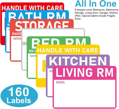 Removable Label Stickers for Organizing -320PCS 3 x 2 inch Waterproof Handwrite Blank Labels, School, Home, Business for Plastic Bins, Folders, Freeze Food (White)