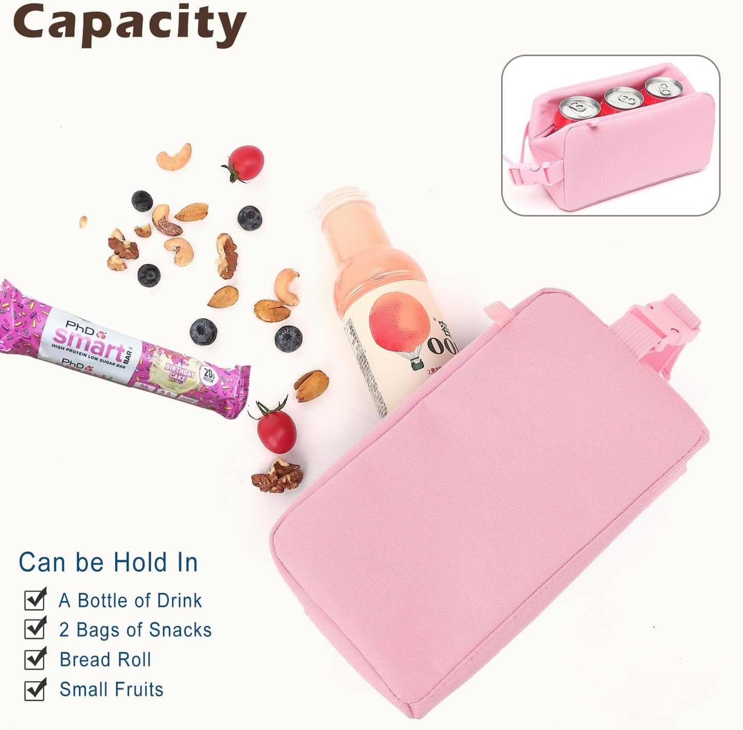 FlowFly Small Insulated Lunch box Portable Soft Bag Mini Cooler Thermal Meal Tote Kit with Handle for Work & School, Black