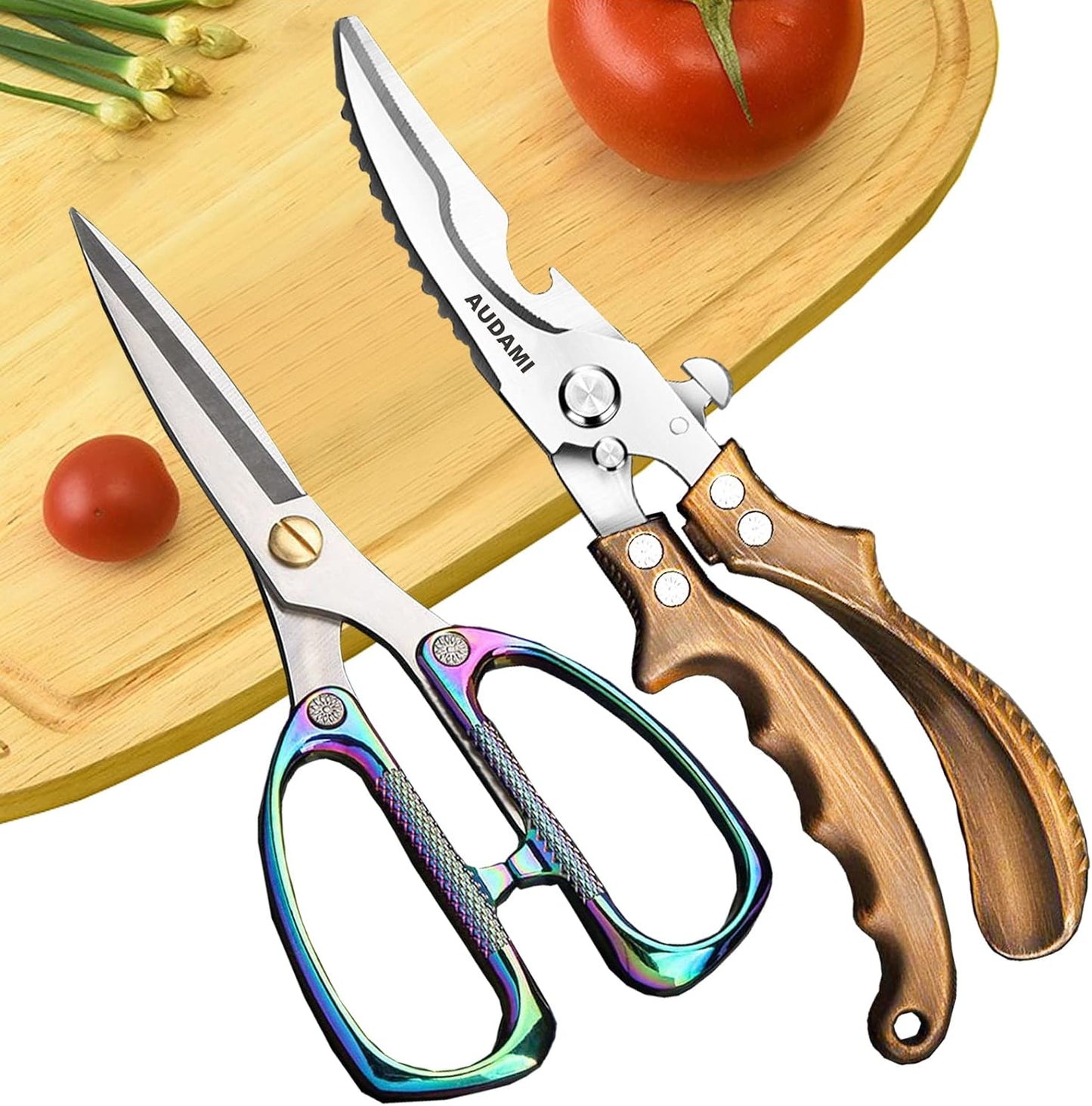 2 Pack Kitchen Shears,Heavy Duty Stainless Steel All-Purpose Poultry Meat Scissors for Cooking-Dishwasher Safe