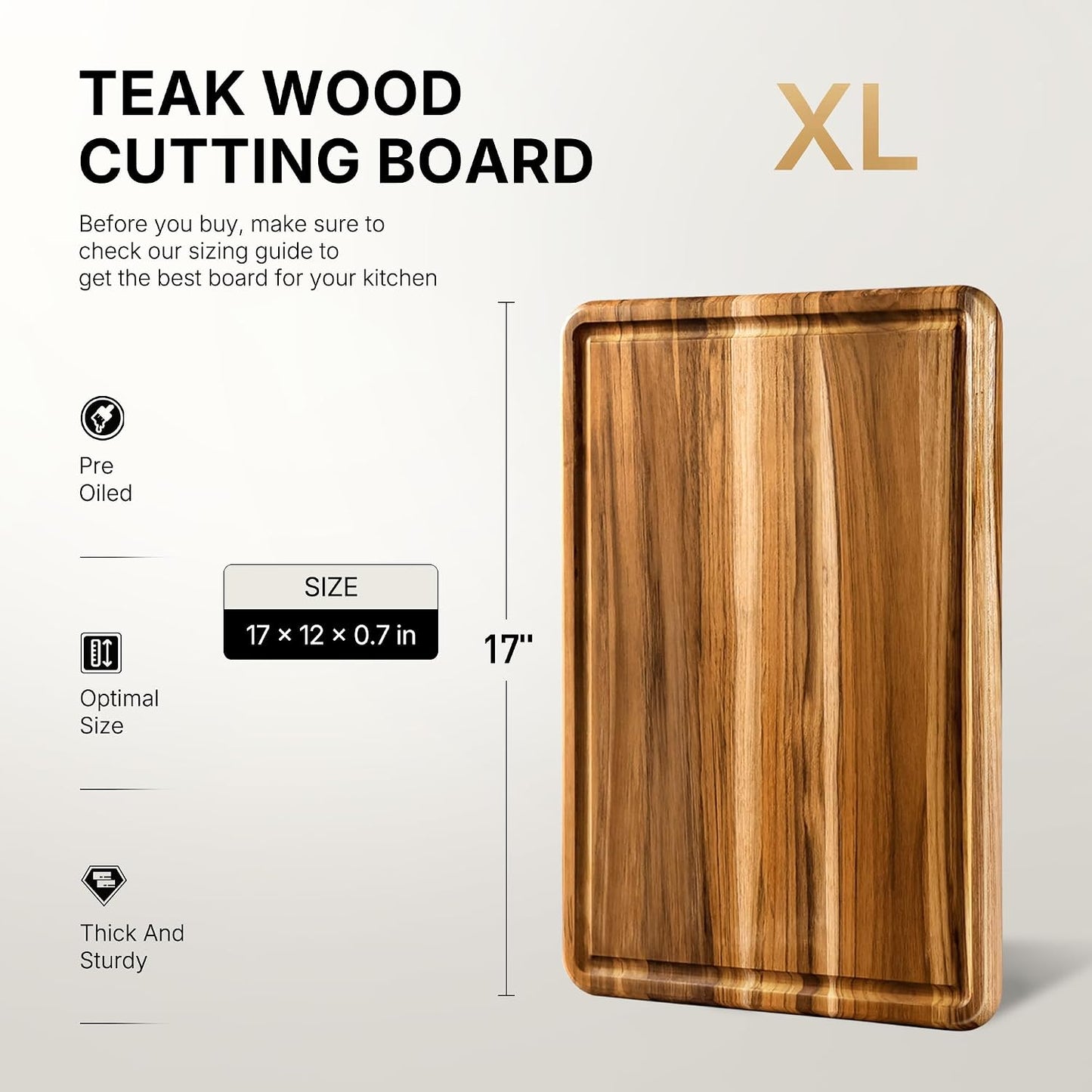 4 Pack Teak Cutting Board Set for Kitchen Heavy Duty Non Toxic Non Slip Solid Thick Wood Haus Chopping Board Extra Large Big Small Meat Best Wooden Charcuterie Board