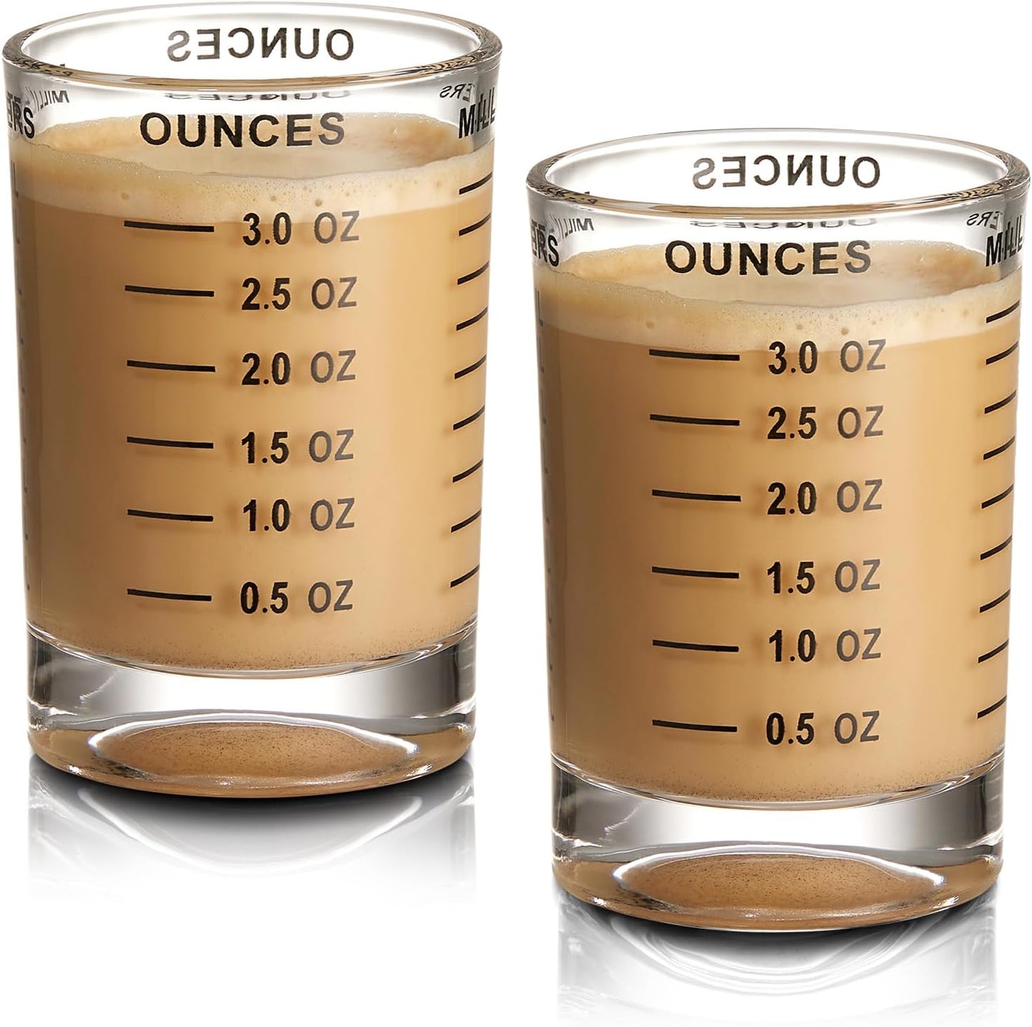 Hlukana 2 Pack Shot Glass Measuring Cup, 3 Ounce Heavy Base Jigger, Espresso Shot Glass, Liquid Glass Cup, Round Shot Glasses, Small Glass Shot Cups for Vodka, Whiskey, Tequila, Espresso, Liquor