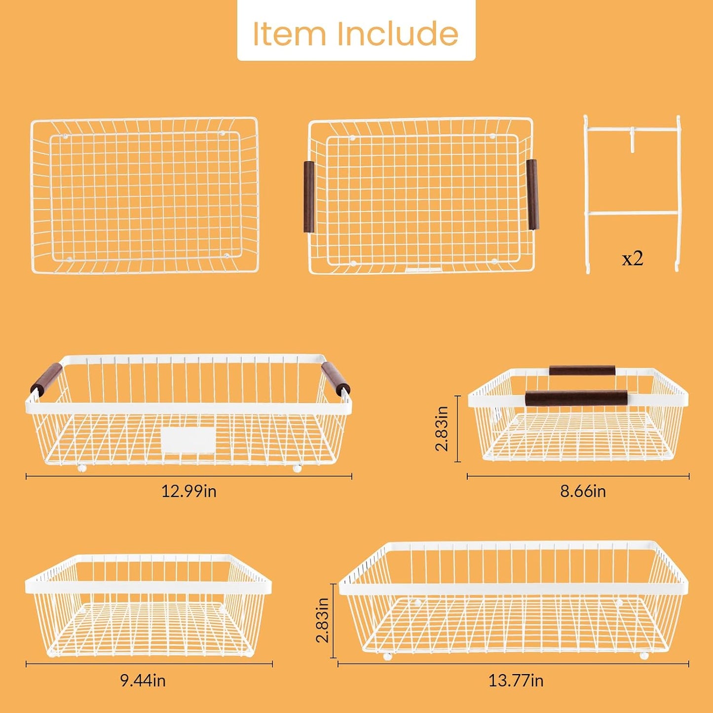 2-Tier Stackable Wire Basket with 2 Banana Hooks, Pantry Organizer for Kitchen Countertops, Cabinets & Under-Sink Spaces; Ideal for Storing Snacks, Fruits, Veggies, Onions, Potatoes, & More,Black