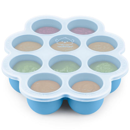 KeaBabies Silicone Food Freezer Trays with Lid, 2oz x 10 Pods Baby Food Storage Containers, Easy Puree Meal Prep, Breast Milk Silicone Freezer Molds, Dishwasher, Microwave Safe, BPA-Free (Slate)