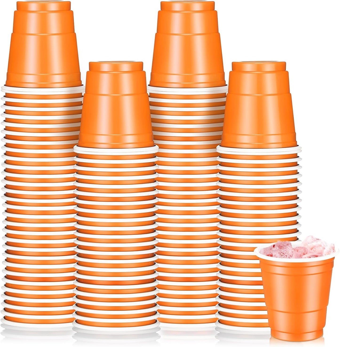 Roshtia 100 Pack 2 oz Plastic Shot Cups, Mini Disposable Shot Glasses 2 oz Wedding Party Cups for Bridal Shower Wedding Party, Beer Taste Serving, Snacks(Black, Gold)