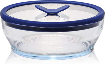 Anyday 4-Cup Glass Microwave Steamer & Food Storage (Clear Black Sesame)