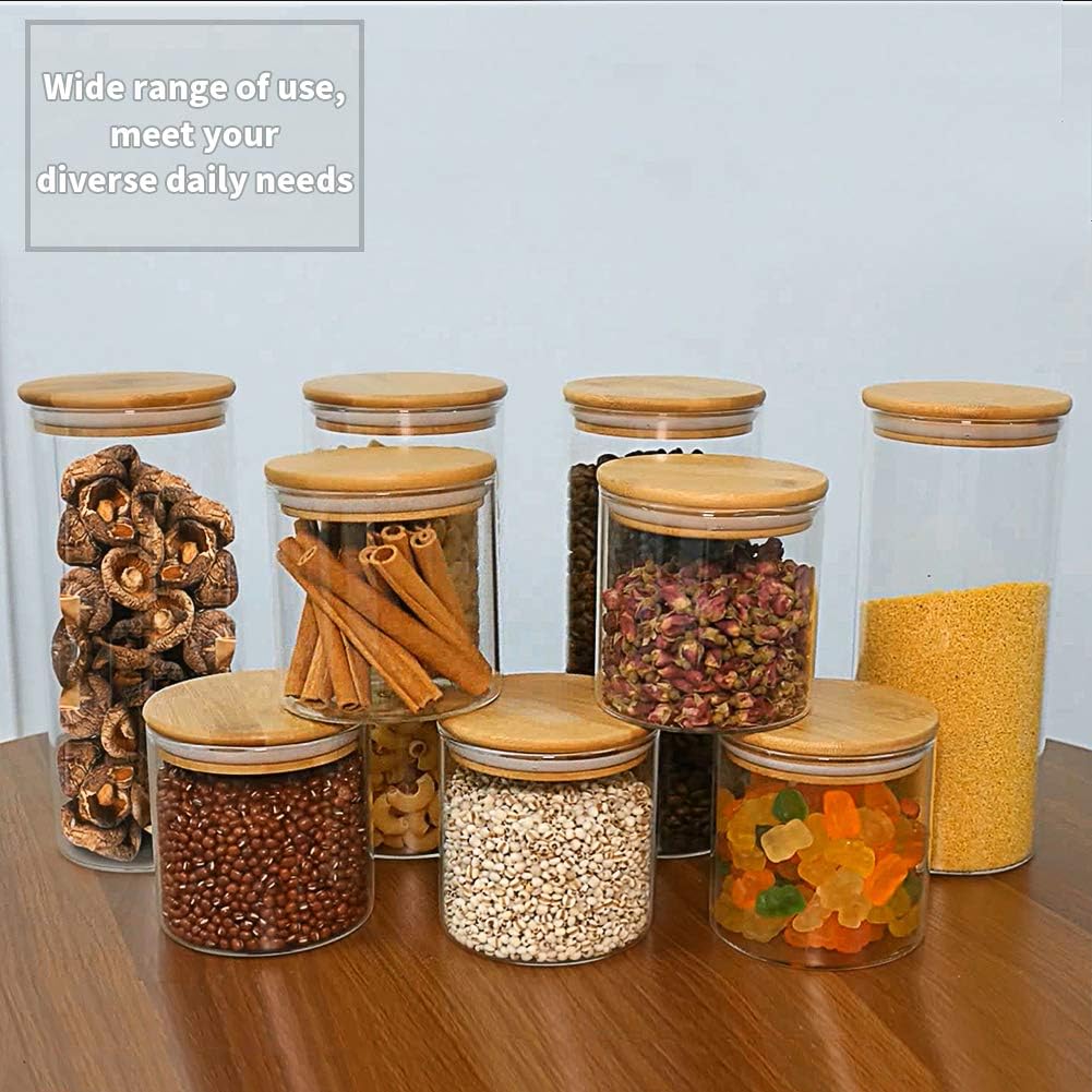 77L Glass Storage Containers with Lids [Multi-Size Set of 5], Airtight Glass Canisters for Kitchen & Pantry Organization, Clear Food Jars for Pasta, Cereal, Flour, Sugar, Coffee, Nuts & Snacks