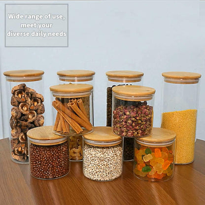77L Glass Storage Containers with Lids [Multi-Size Set of 5], Airtight Glass Canisters for Kitchen & Pantry Organization, Clear Food Jars for Pasta, Cereal, Flour, Sugar, Coffee, Nuts & Snacks